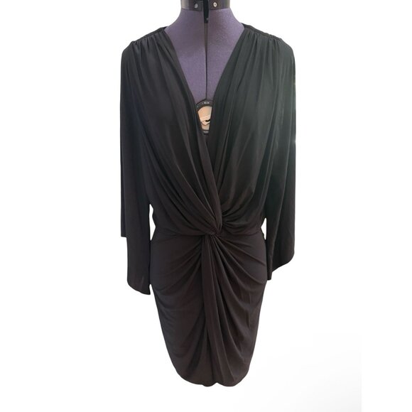 NWT Misa Los Angeles Teget Draped Black Cocktail Dress Size L - Picture 3 of 4
